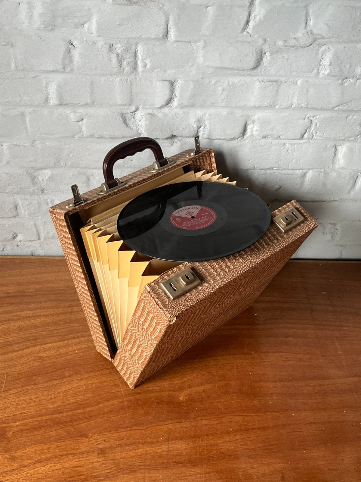 Vintage LP koffer met harmonica opslag (Cheney), Ophalen, Overige merken, A, A