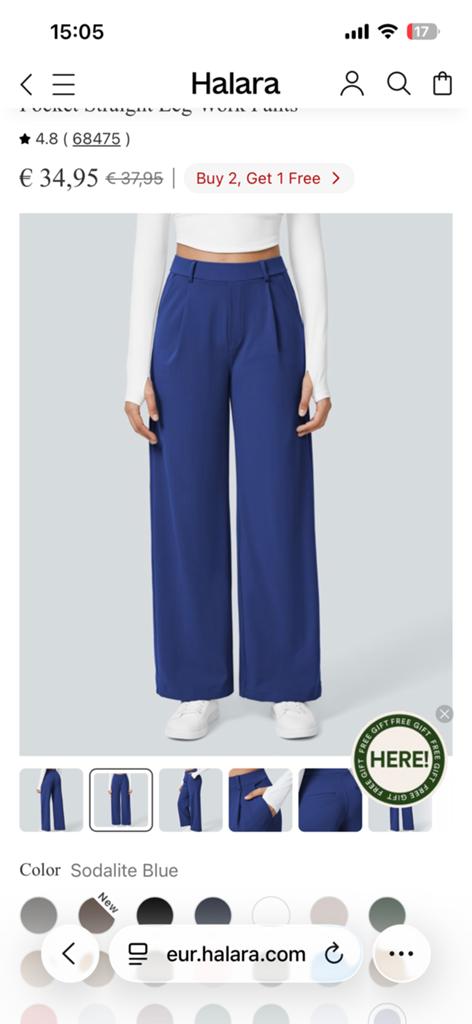 Halara Flex DayStretch High Waisted Straight Leg Pants, Blauw, Nieuw, Ophalen of Verzenden, Maat 36 (S)