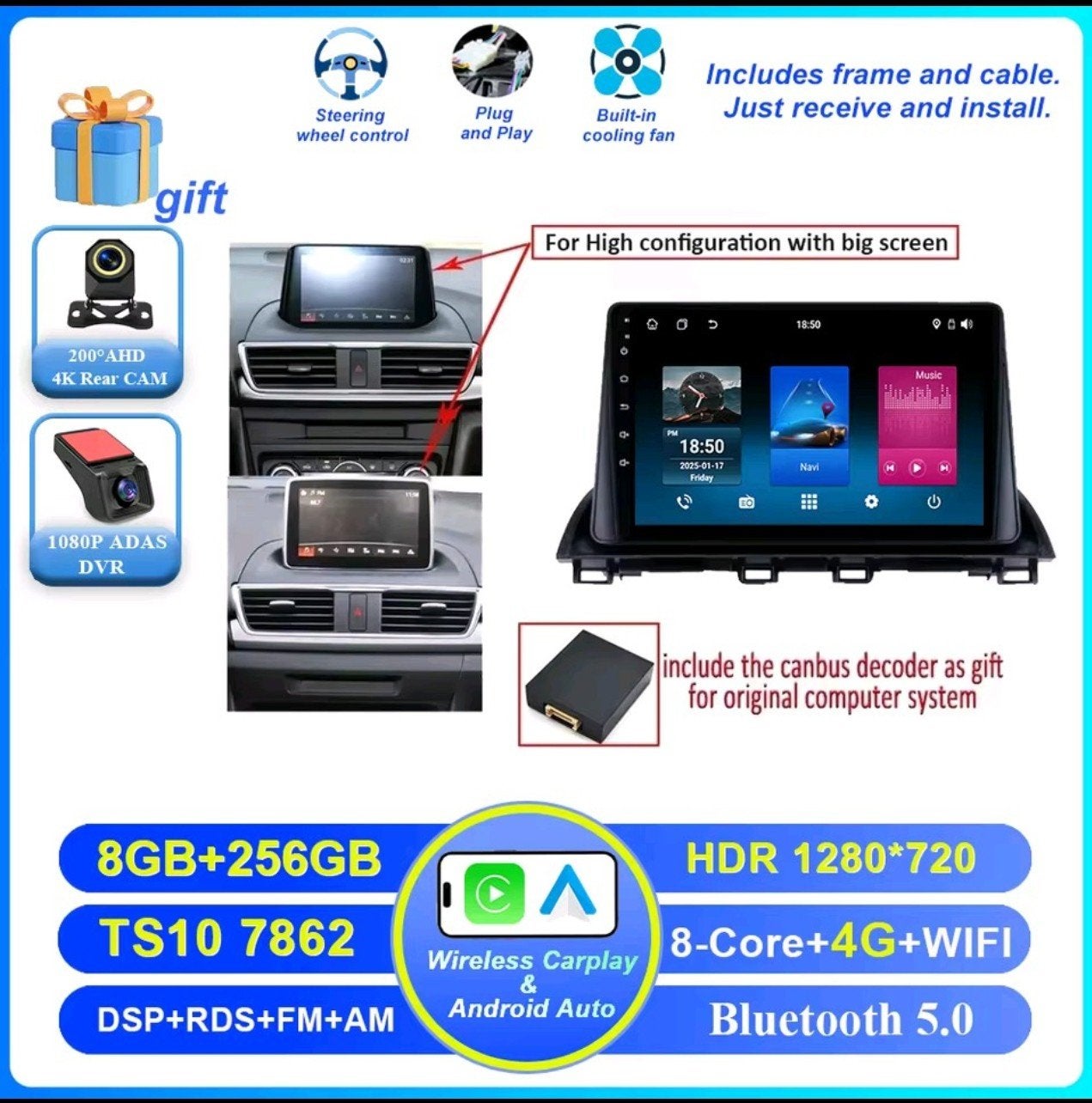 Mazda 3 2013-2017 Android Auto kit, Auto diversen, Autoradio's, Ophalen of Verzenden, Nieuw