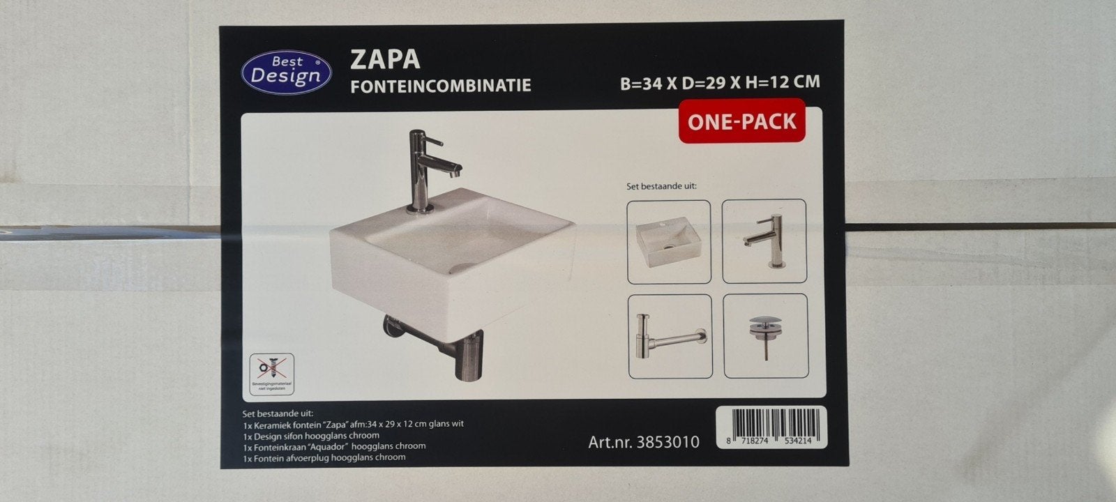 Best design Zapa Fonteincombinatie, Ophalen of Verzenden, Nieuw, Wastafel