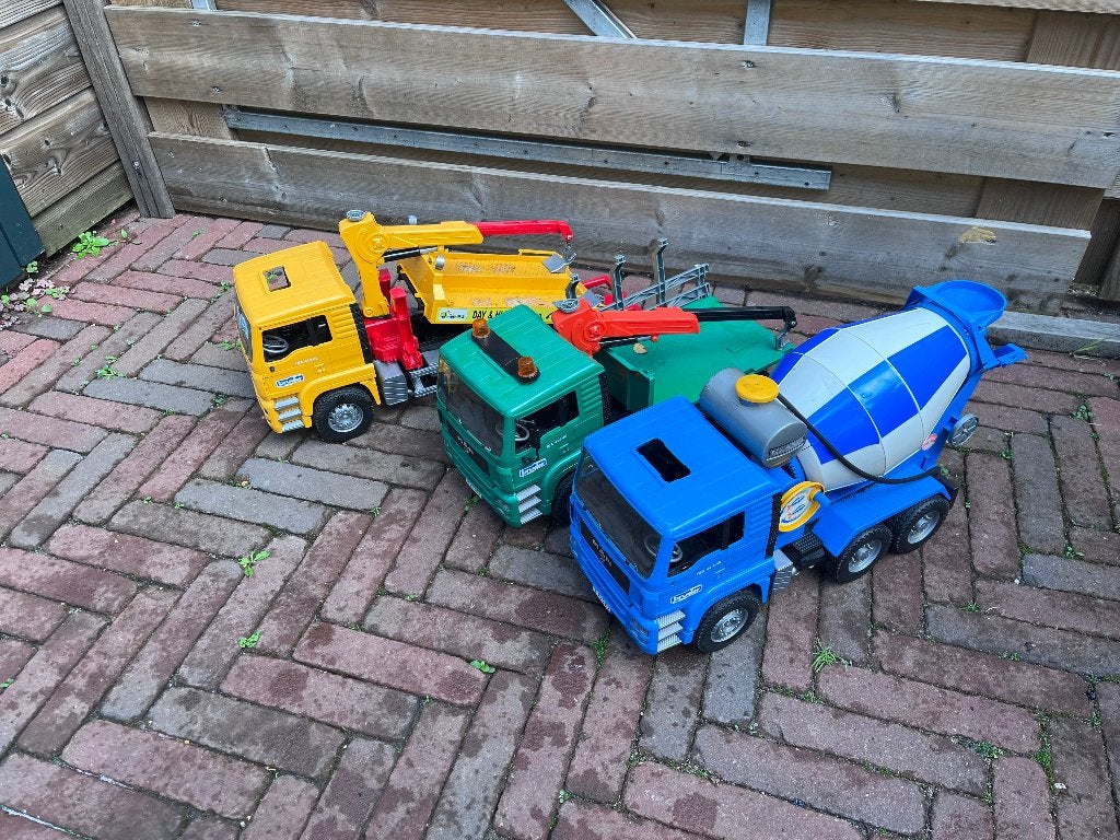 Bruder vrachtwagen, graafmachine & aanhanger – ook los, Ophalen, Gebruikt