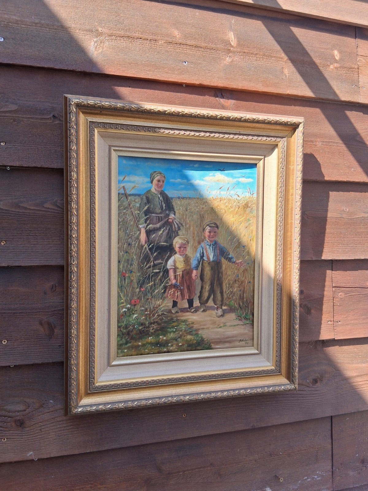 moeder met kinderen schilderij, Paneel, Oud hollands, Ophalen of Verzenden, Landschap