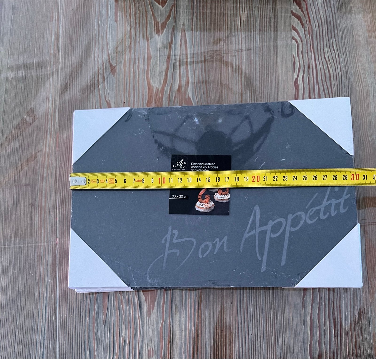 4 Leisteen borden/plank 20x30 cm met 'Bon Appetit' opdruk, Ophalen, Steen, Nieuw, Overige stijlen