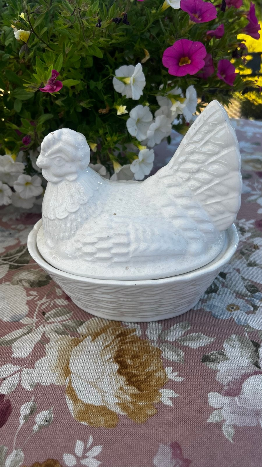 Vintage Witte Keramische Kip Eierhouder, Ophalen of Verzenden