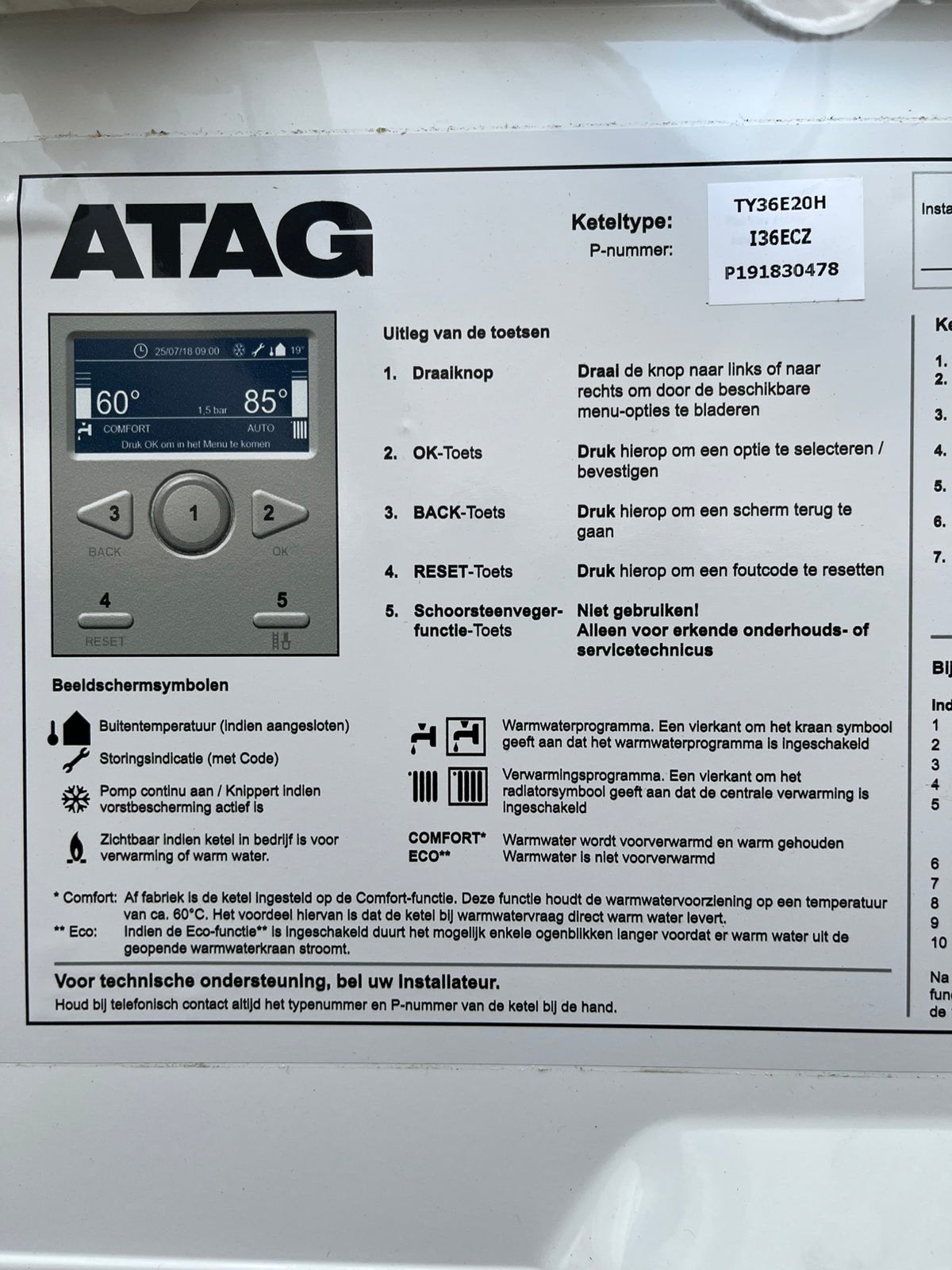 ATAG i36ECZ CV-ketel met slimme thermostaat, Ophalen, Zo goed als nieuw, Cv-ketel of Combi-ketel, Hoog rendement (Hr)