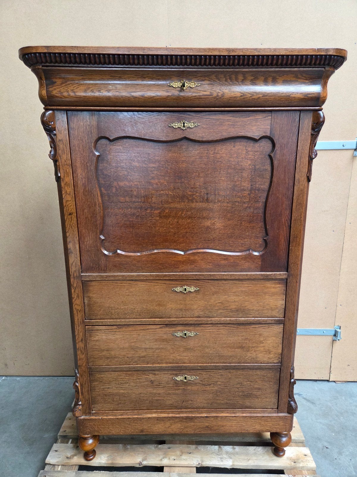 Antieke Biedermeier Klep Secretaire Kast Bureau, Antiek en Kunst, Ophalen
