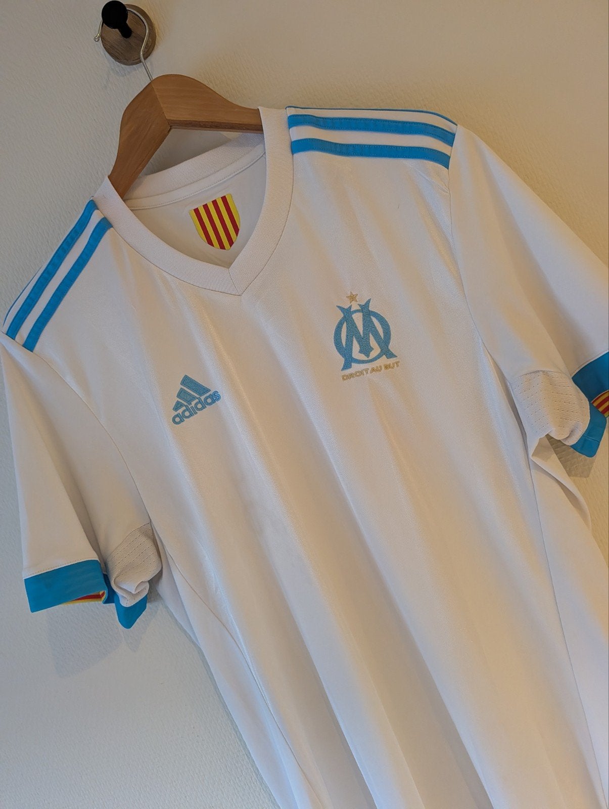Olympique Marseille Home 2017 2018 Adidas L, Maat L, Ophalen of Verzenden, Gebruikt, Shirt