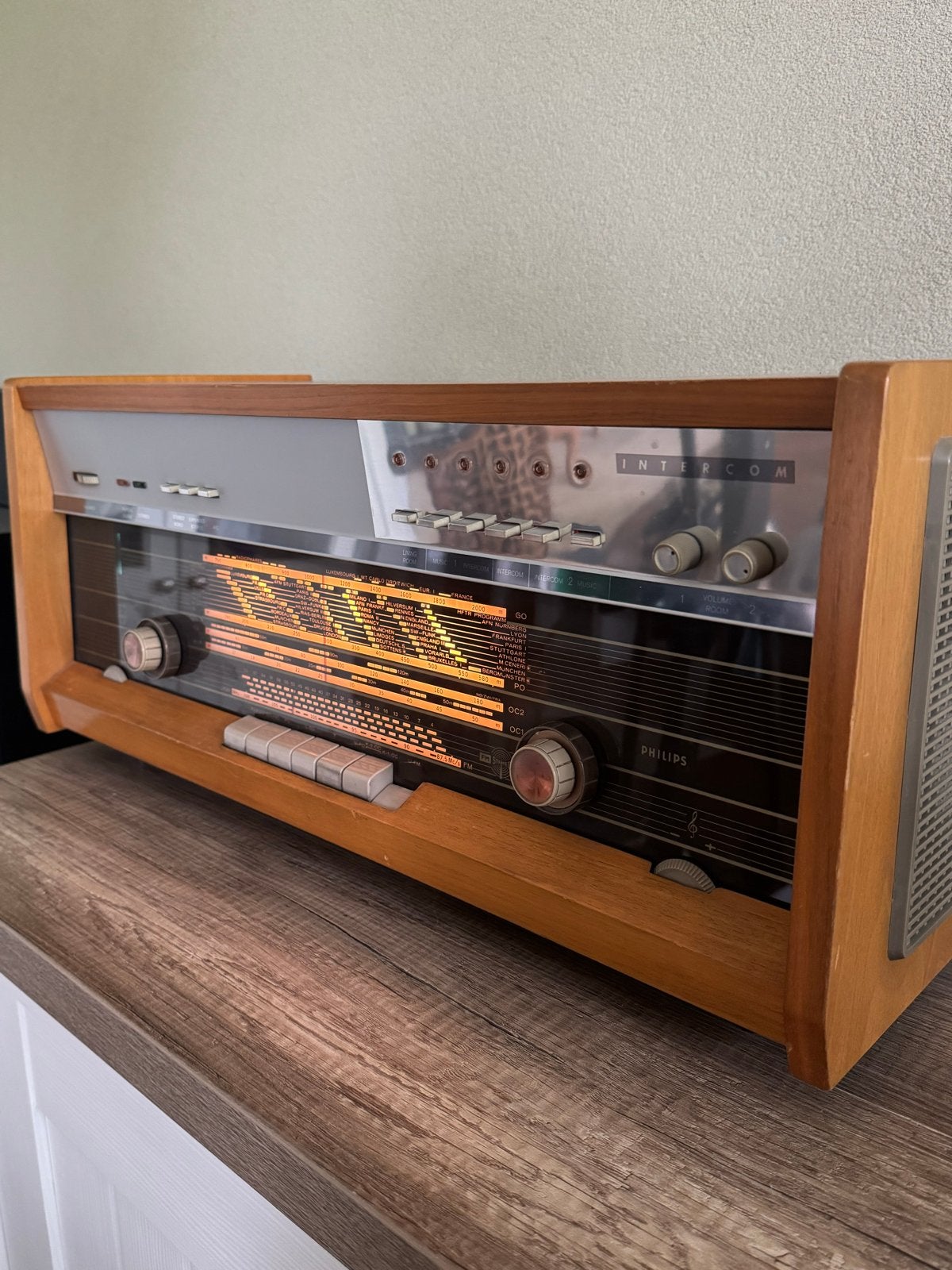 Vintage Philips Intercom Radio - Houten Behuizing, Ophalen, Gebruikt, Radio