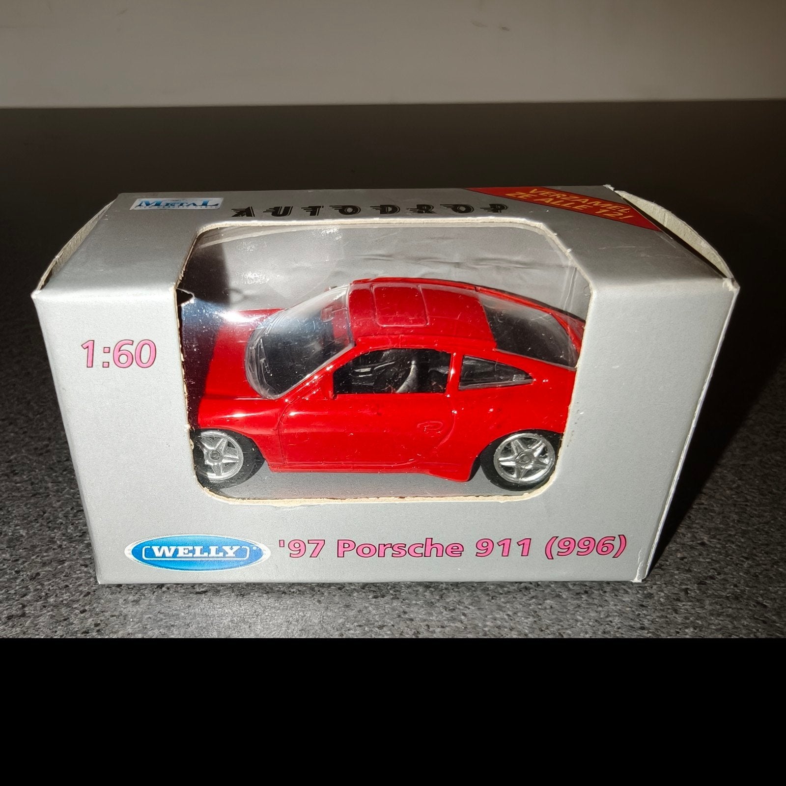 Autodrop '97 Porsche 911 (996) 1:60 Welly modelauto, Ophalen of Verzenden, Nieuw, Auto