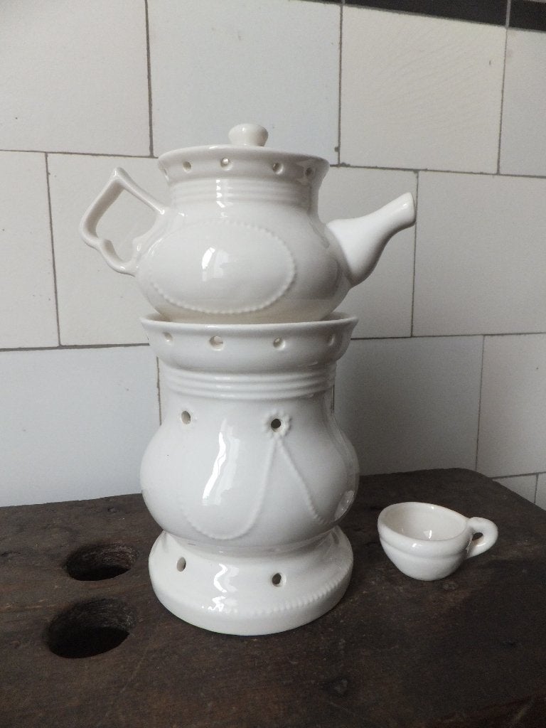 prachtig theelicht theepot porselein tisaniere Frans brocant, Antiek en Kunst, Ophalen