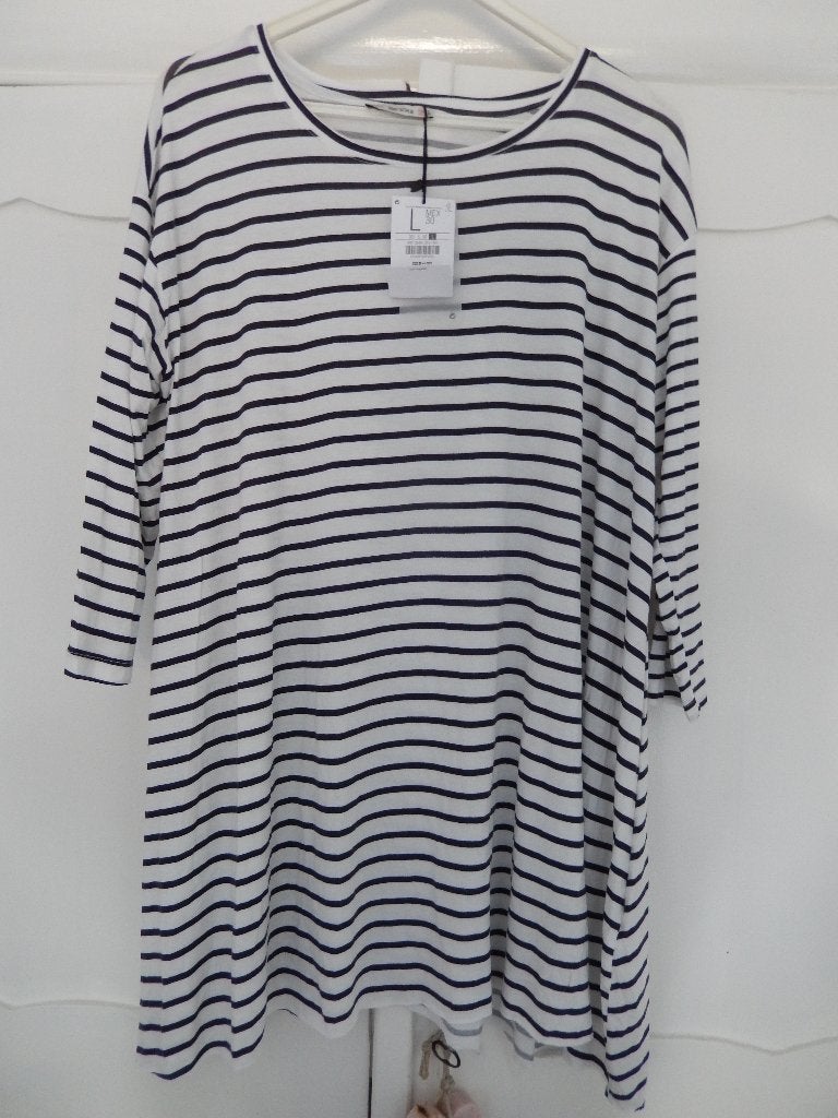Nieuw Bershka zwart wit gestreept soepel shirt tuniek maat L, Kleding | Dames, Wit, Maat 42/44 (L), Nieuw, Lange mouw