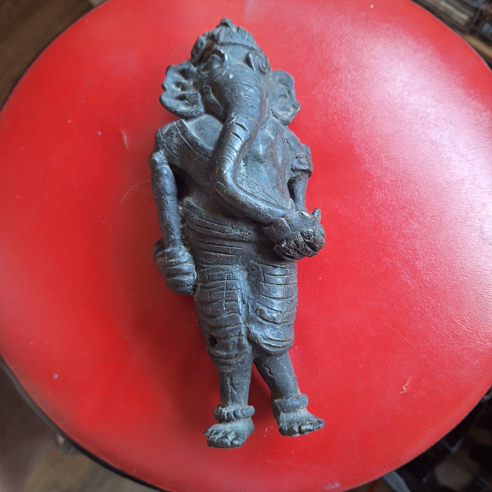 Antiek bronzen beeldje van Ganesha, Minder dan 20 cm, Ophalen of Verzenden, Beeld, Bruin