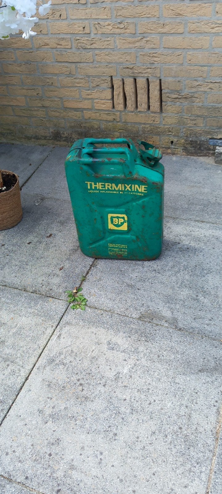 Vintage BP Thermixine Jerrycan - Groen, 20L, Ophalen of Verzenden