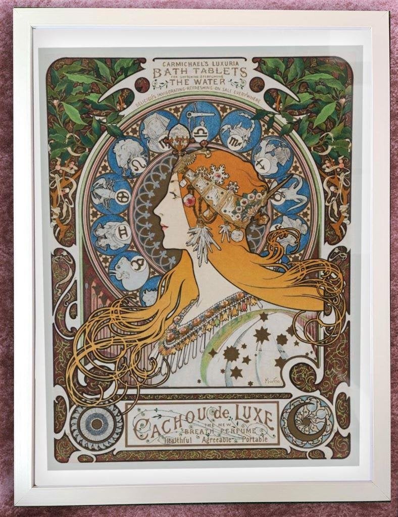 [Poster in Frame] Alphonse Mucha Zodiac Bath Tablets affiche, Verzenden