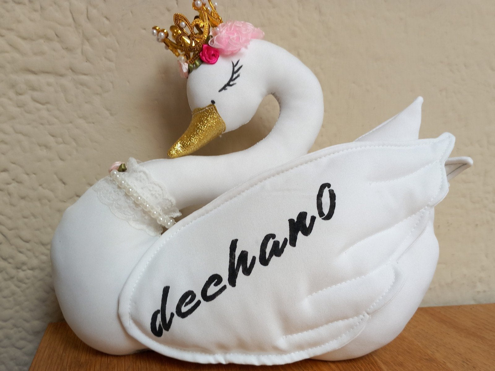 Handgemaakte Zwaan met Naam - 30x30cm, Ophalen of Verzenden, Nieuw
