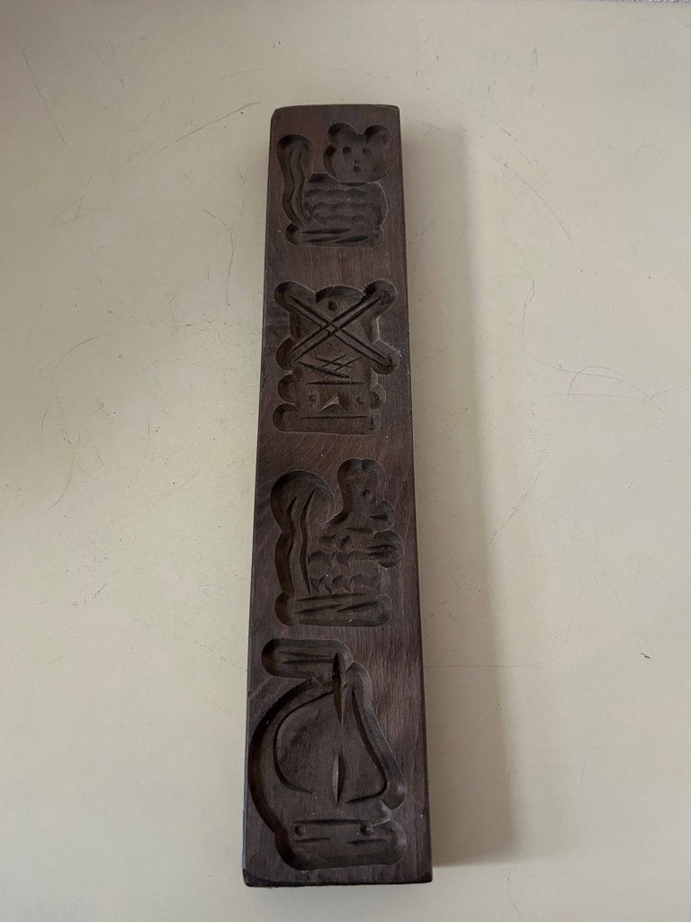 Antieke houten speculaasplank met vier figuren, Ophalen of Verzenden