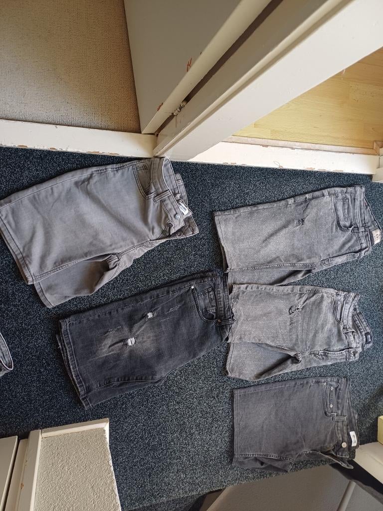 Heren spijkerbroeken en shorts grijs 7 stuks - maat 32, Overige jeansmaten, Grijs, Gedragen, Diverse