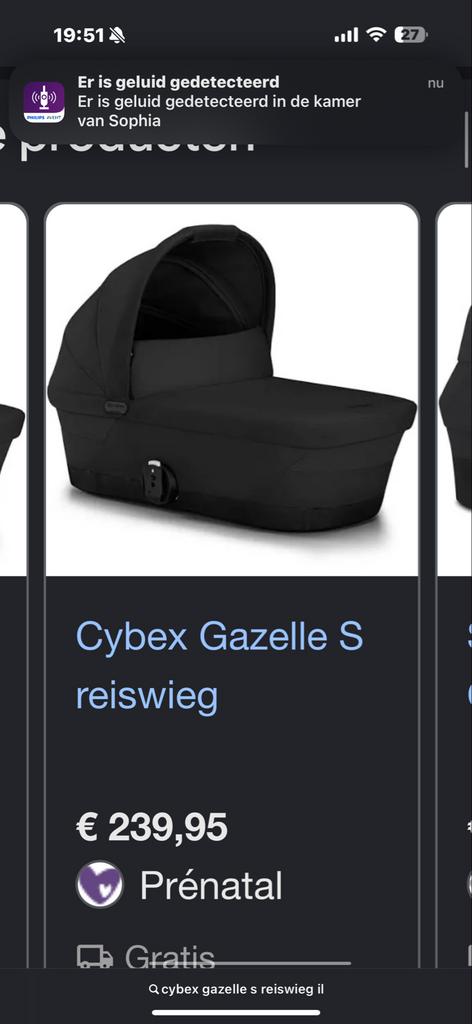Cybex Gazelle S reiswieg - Excl. onderstel, Ophalen of Verzenden, Zo goed als nieuw, Reisbedje