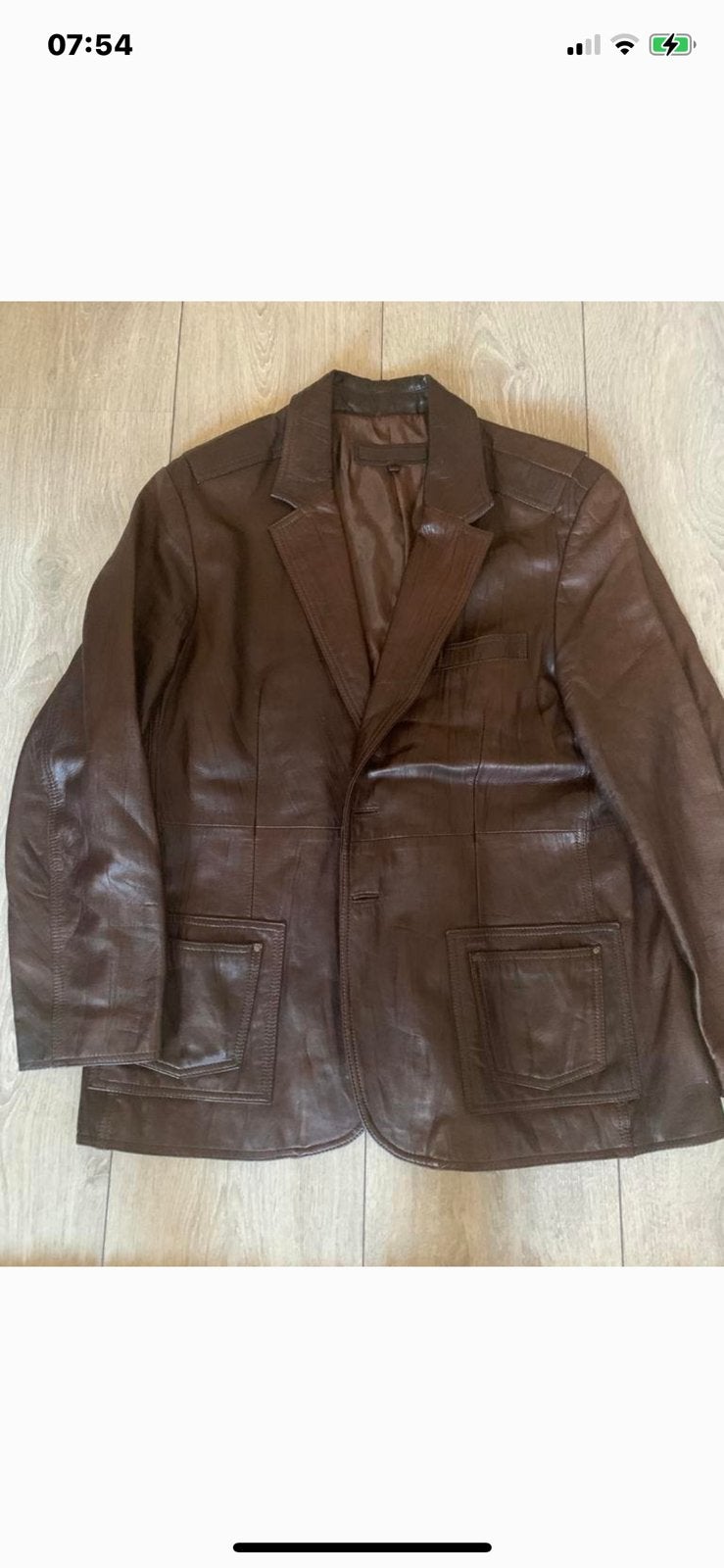 Leren Herenjas, Ophalen of Verzenden, Zo goed als nieuw, Maat 52/54 (L), Bruin