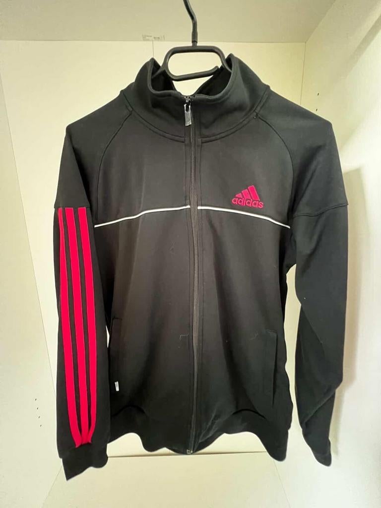Adidas Track Jacket Zwart/Pink, Kleding | Heren, Sportkleding, Zo goed als nieuw, Algemeen, Zwart, Ophalen of Verzenden