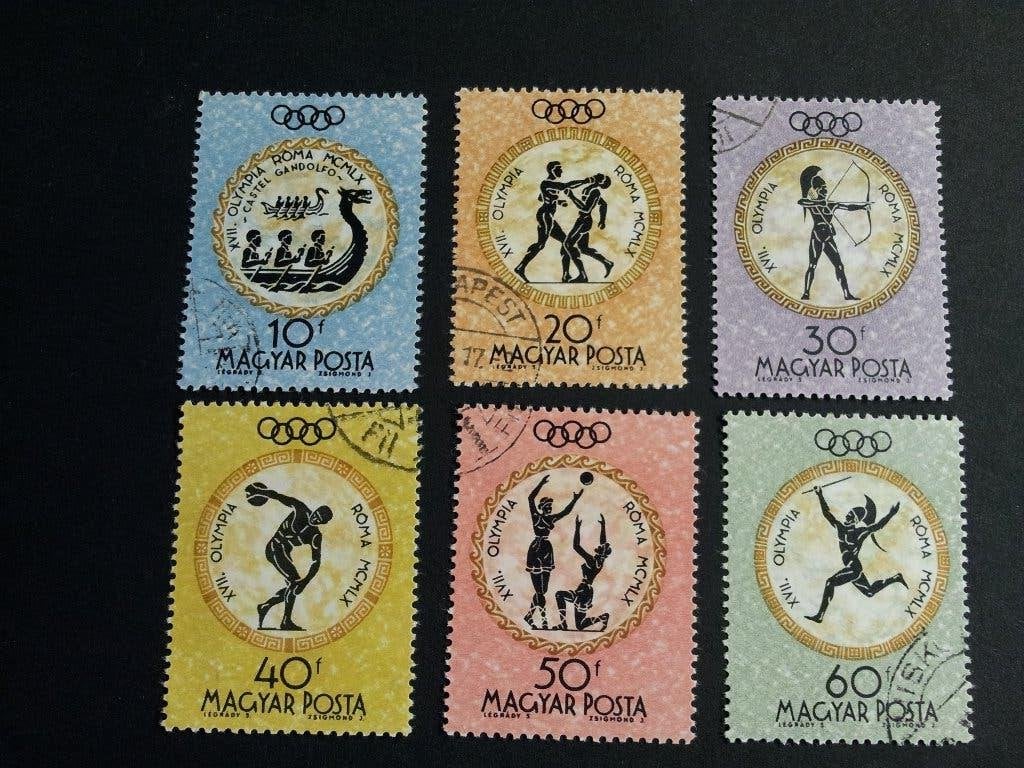 Hongarije Olympische spelen 1960 gestempeld, Ophalen of Verzenden, Gestempeld