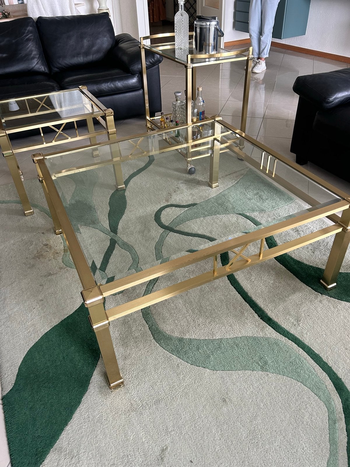 Orsenigo Salontafel Set & Barcart - Messing goud & Glas, Ophalen