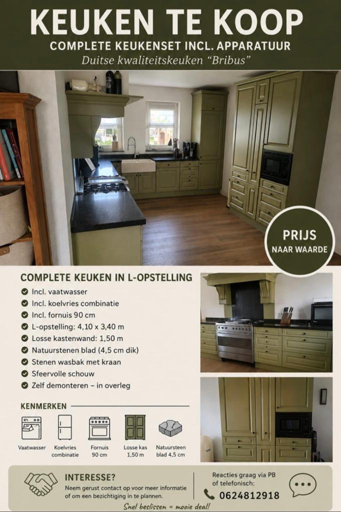 Complete L-vormige keuken met apparatuur - Bribus, Ophalen of Verzenden