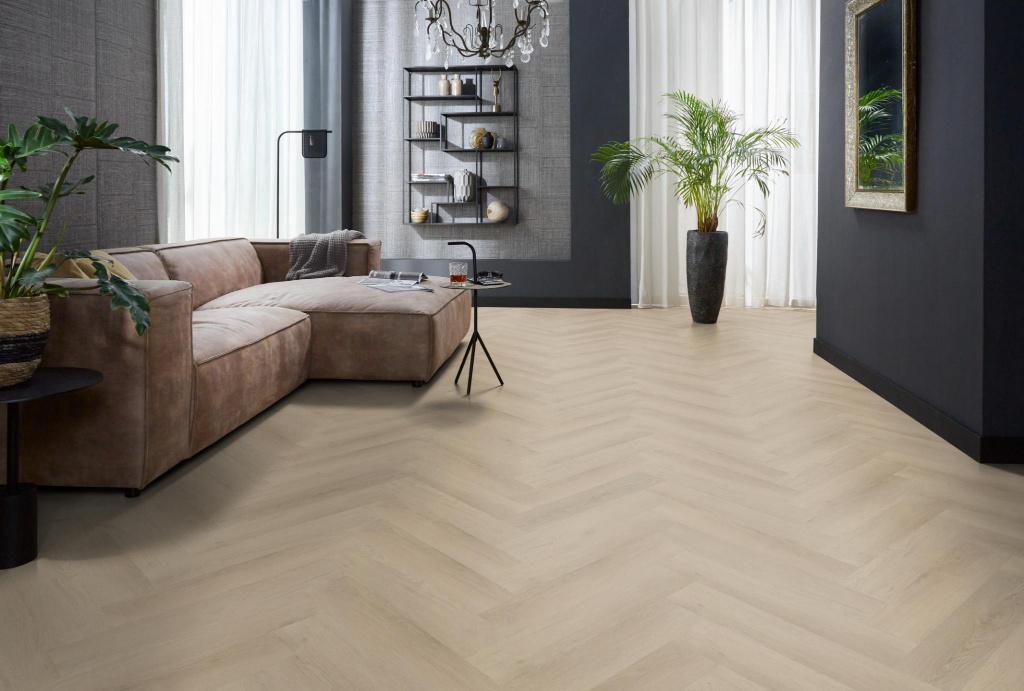 Visgraat Pvc click Silver Queen  met integreerde ondervloer, 75 m² of meer, Visgraat Pvc click light natuur eiken kleur, Nieuw