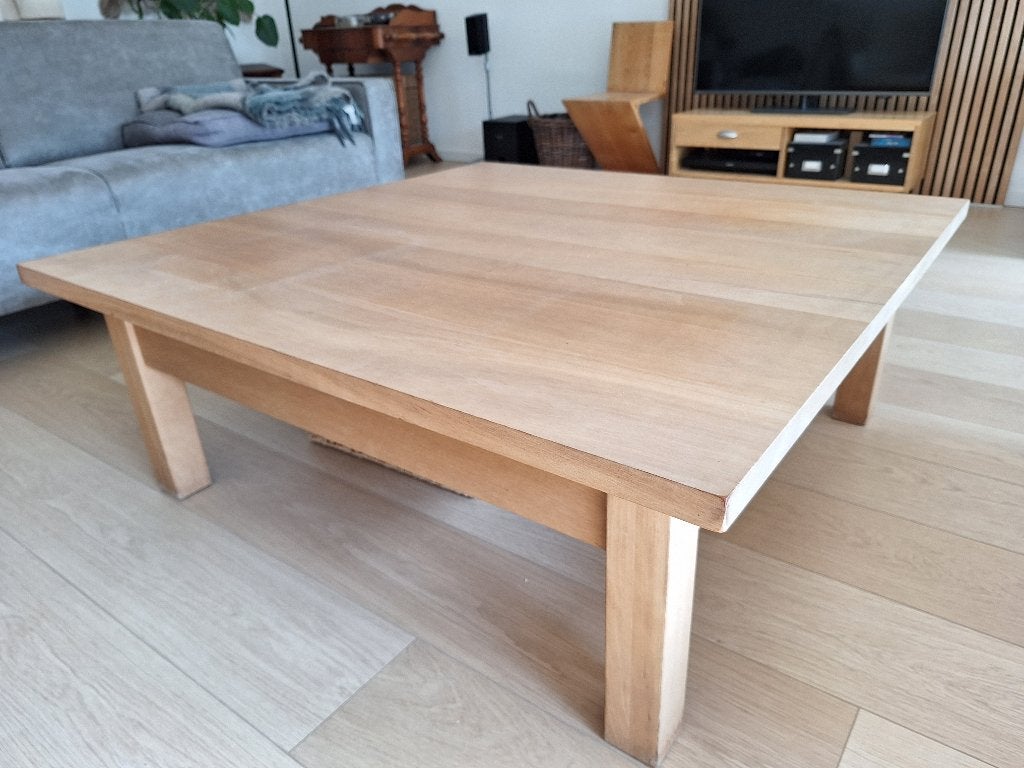 Grote salontafel, massief kersenhout, Ophalen, Vierkant, Zo goed als nieuw, Natuurlijk, minimalistisch
