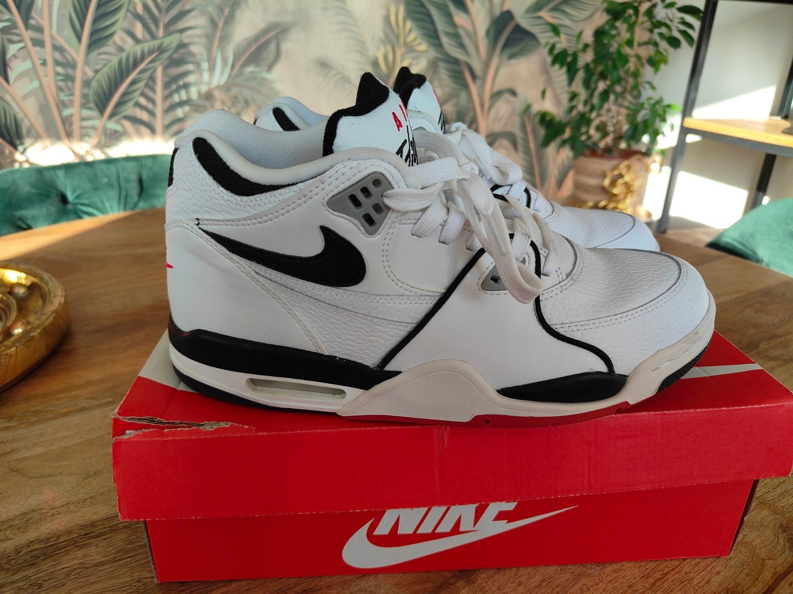 Nike Air Flight 89 Sneakers - Wit/Zwart/Rood, Wit, Nike, Ophalen of Verzenden, Sneakers of Gympen