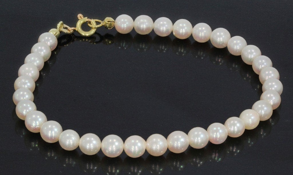 Parel armband 14k gouden slot dames vintage klassiek