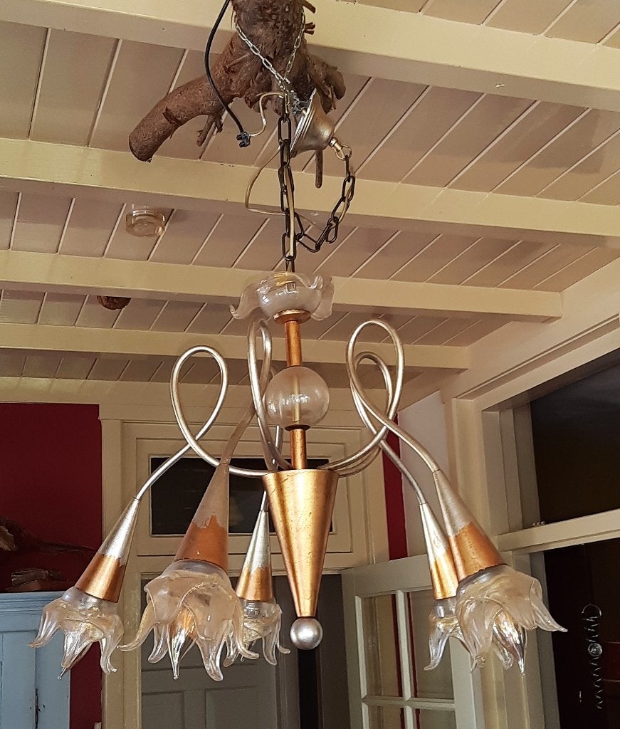 Florenz kroonluchter Art Tuscane, Huis en Inrichting, Lampen | Kroonluchters, Zo goed als nieuw, Glas, Metaal, E14 (klein), Ophalen