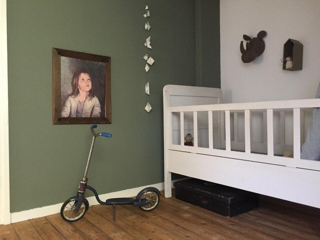 Brocante kinderbed te koop!, Kinderen en Baby's, Kinderkamer | Bedden, Ophalen, Gebruikt, 70 tot 85 cm, Lattenbodem