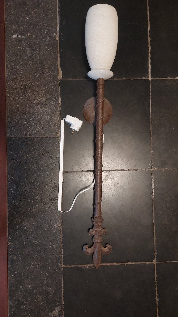 lamp, wandlamp klassiek met marmer kap, Ophalen, Met snoer/stekker, Gebruikt, Wandlamp