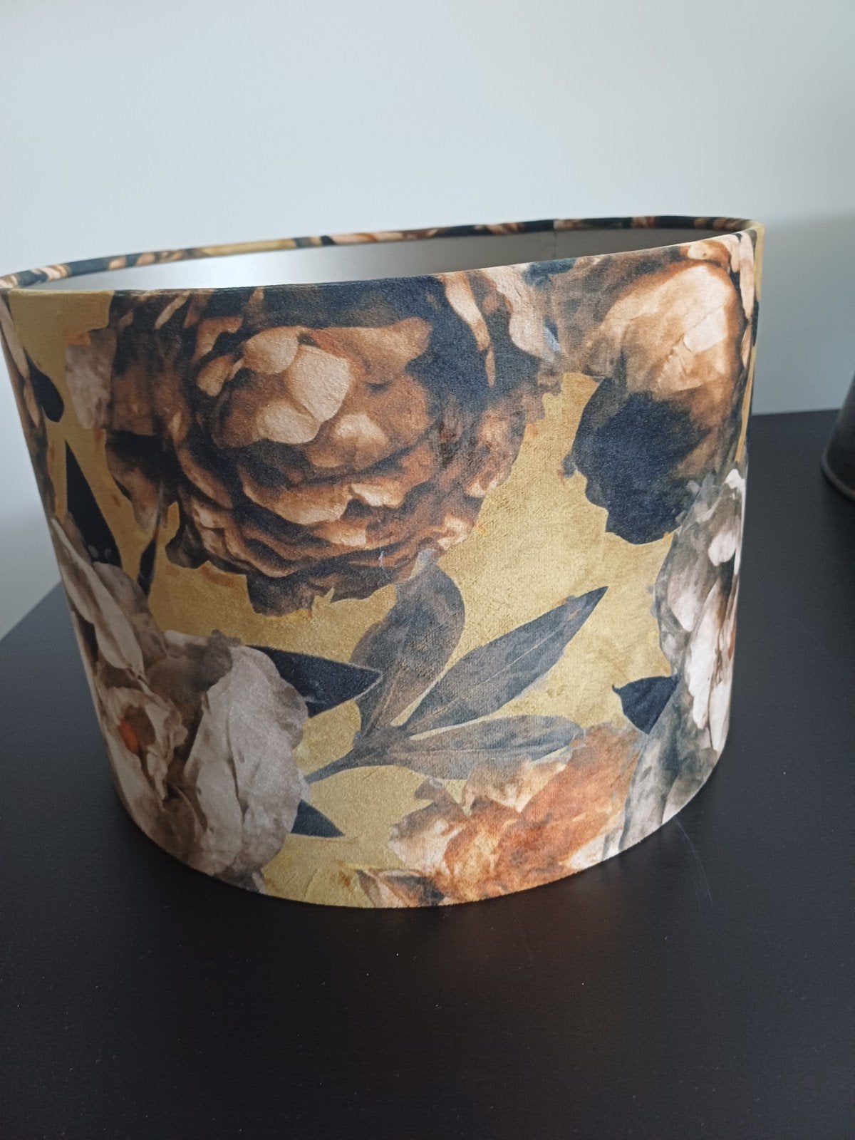 4 Cilindervormige fluwelen lampenkappen +bijpassende kussens, Huis en Inrichting, Gebruikt, Rond, Ophalen of Verzenden, 21 cm