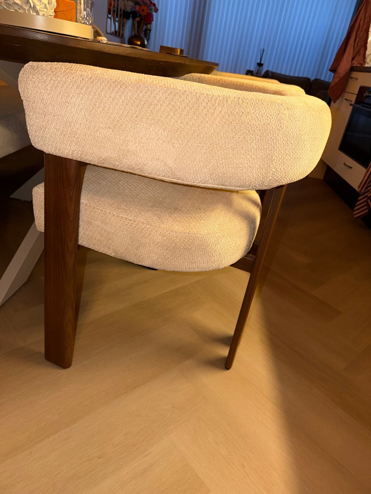 Zo goed als nieuwe japandi eettafelstoelen, Huis en Inrichting, Japandi, Overige kleuren, Drie, Ophalen of Verzenden