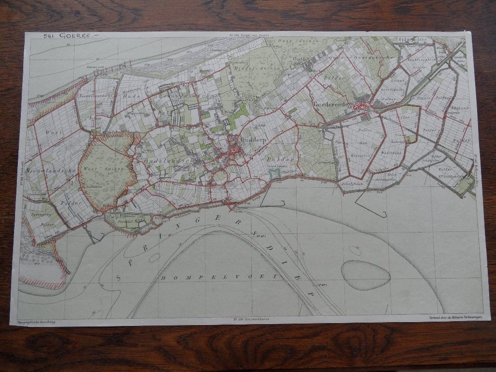 stafkaart  1890?  goeree  ouddorp  goedereede  21x46cm, 1800 tot 2000, Nederland, Topografische inrichting, Ophalen of Verzenden