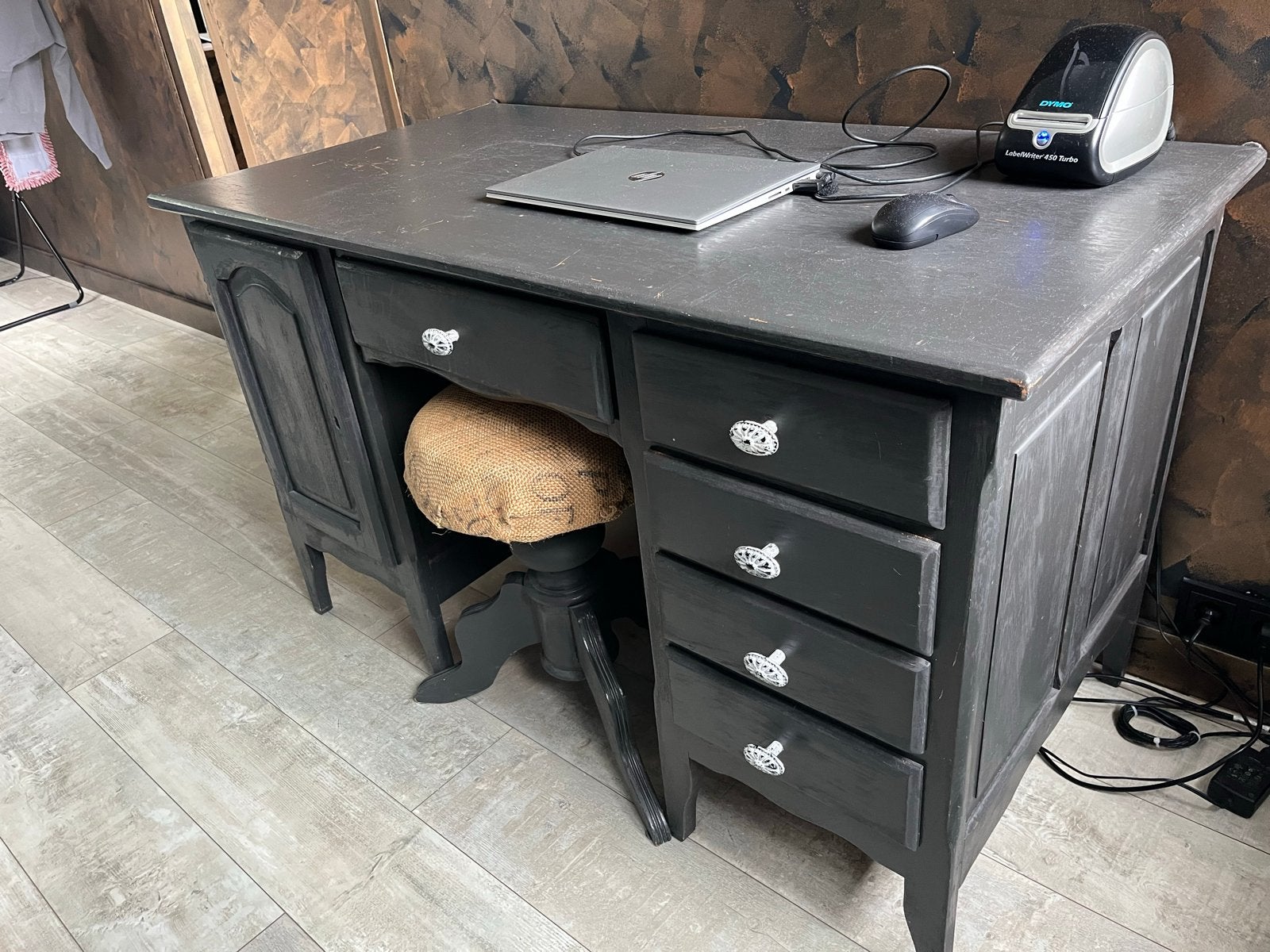 Vintage secretaire/bureau - Zwart geverfd, Ophalen, Zwart, Gebruikt, Secretaire