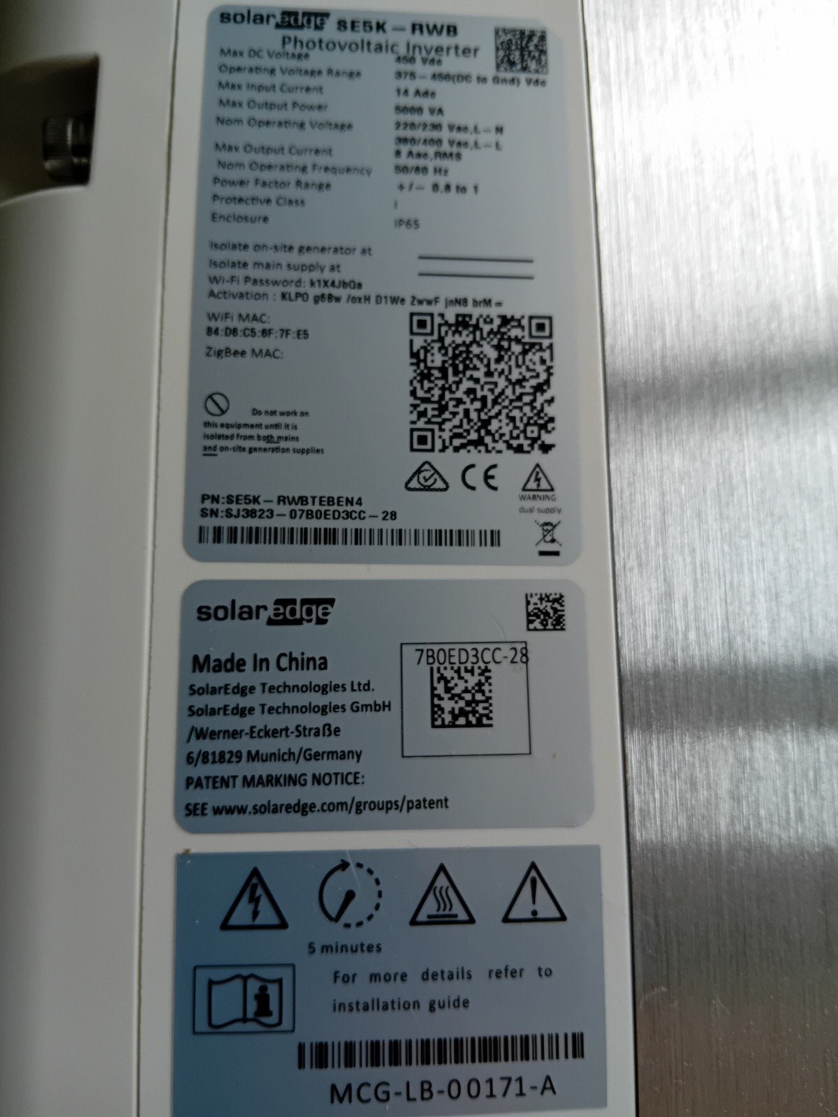 SolarEdge SE5K-RWB omvormer - Zo goed als nieuw, Ophalen, Zo goed als nieuw, Compleet systeem, 200 wattpiek of meer