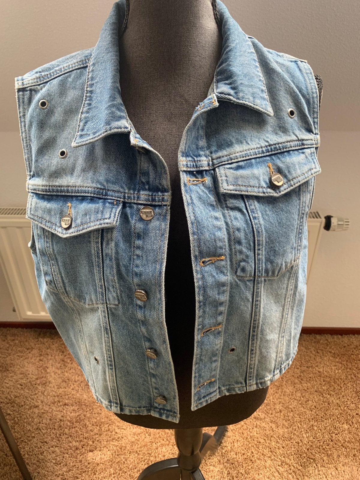 Spijker gilet van Anna van Toor, Kleding | Dames, Bodywarmers, Ophalen of Verzenden, Zo goed als nieuw, Maat 42/44 (L), Blauw