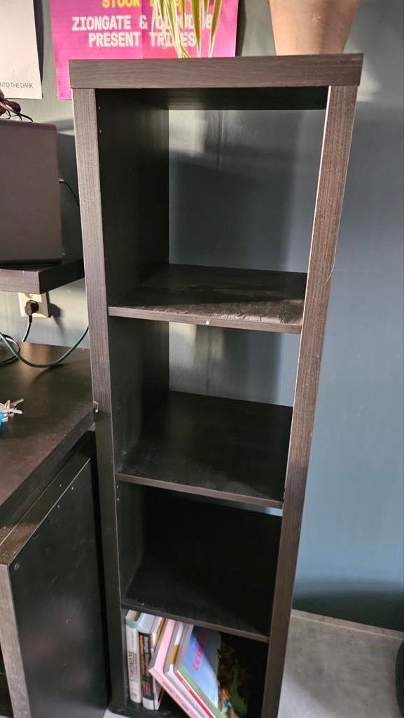 Zwarte IKEA Kallax kast 147x42cm - 4 vakken, Ophalen, Met plank(en), Minder dan 50 cm, Gebruikt