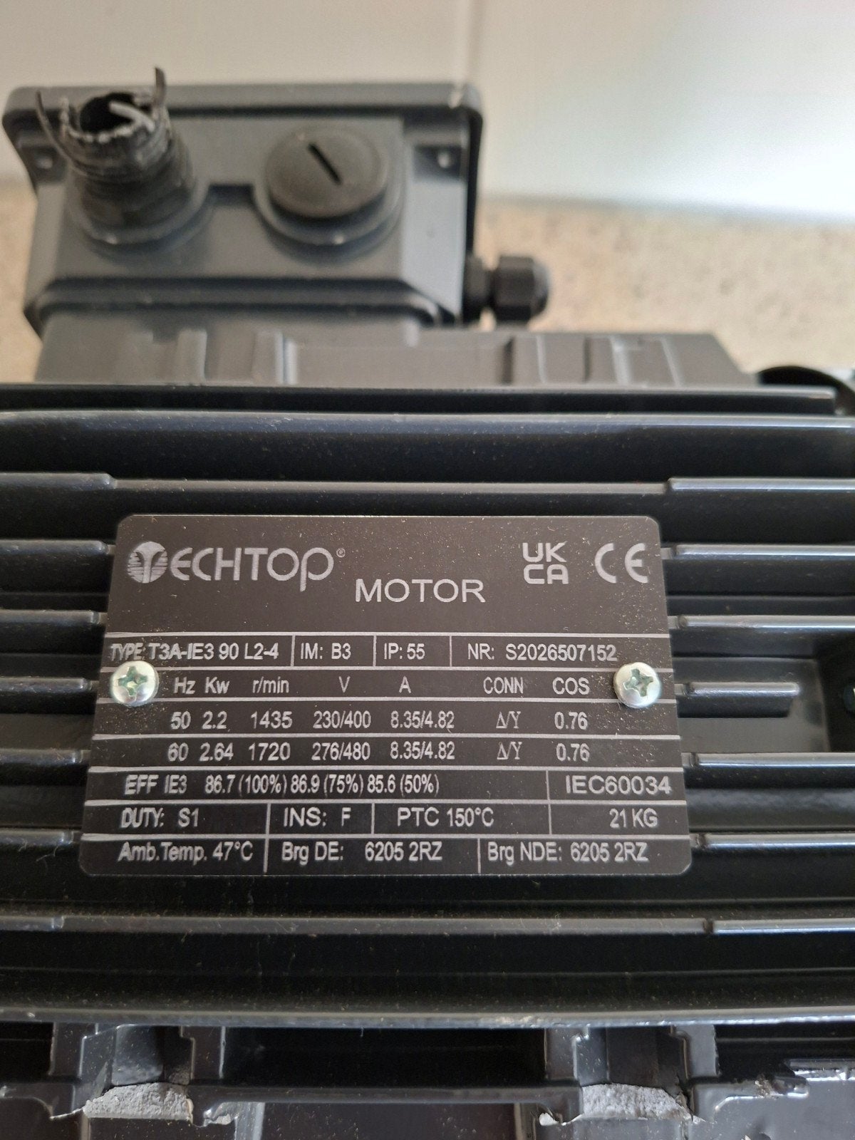 Techtop T3A-IE3 90 L2-4 Elektromotor - Nieuwstaat, Doe-het-zelf en Verbouw, Motoren, Ophalen, Nieuw, Elektromotor, 1400 tot 1800 rpm