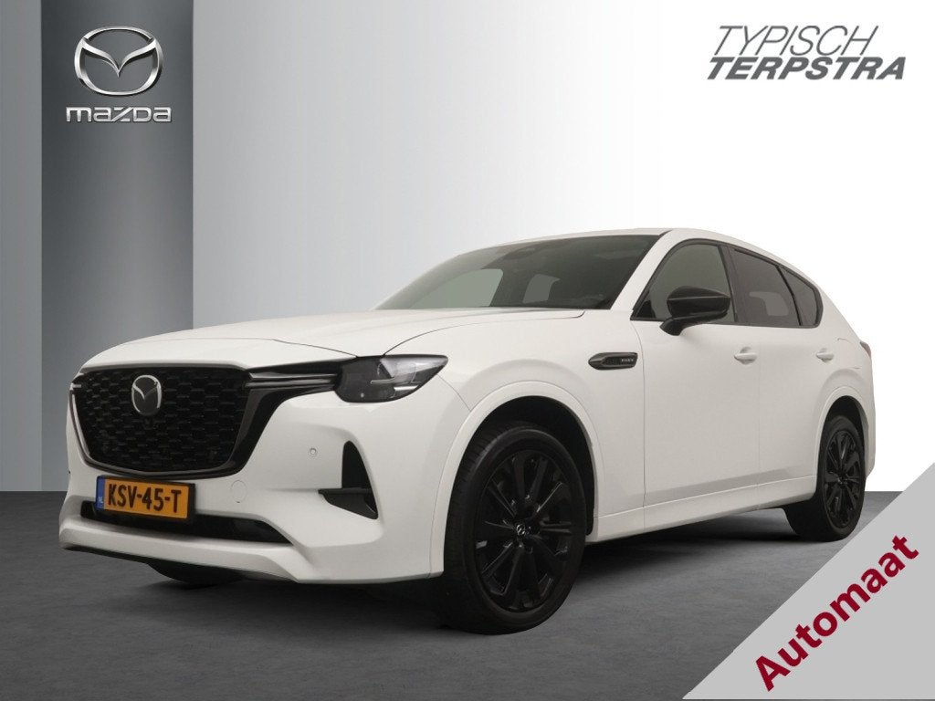 Mazda CX-60 2.5 PHEV 327pk AWD Homura Plus/Elec.Trekhaak/Pan, Auto's, Dealer onderhouden, Gebruikt, 2500 kg, Wit