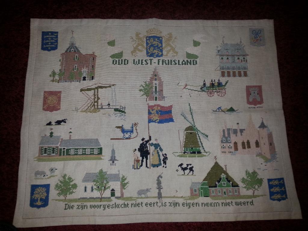 Merklap Oud West - Friesland, Antiek en Kunst, Antiek | Kleden en Textiel, Verzenden