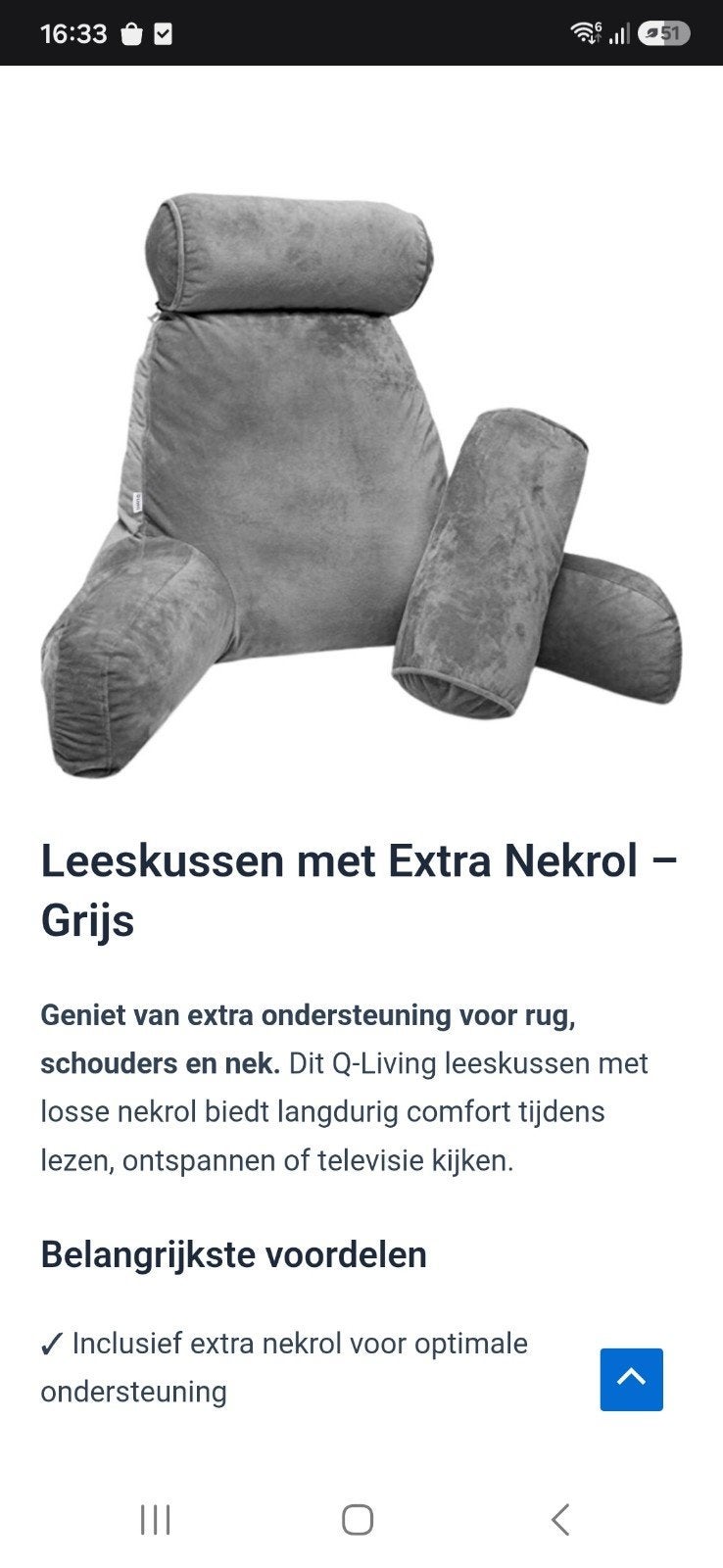 leeskussen qliving, Ophalen, Grijs, Vierkant