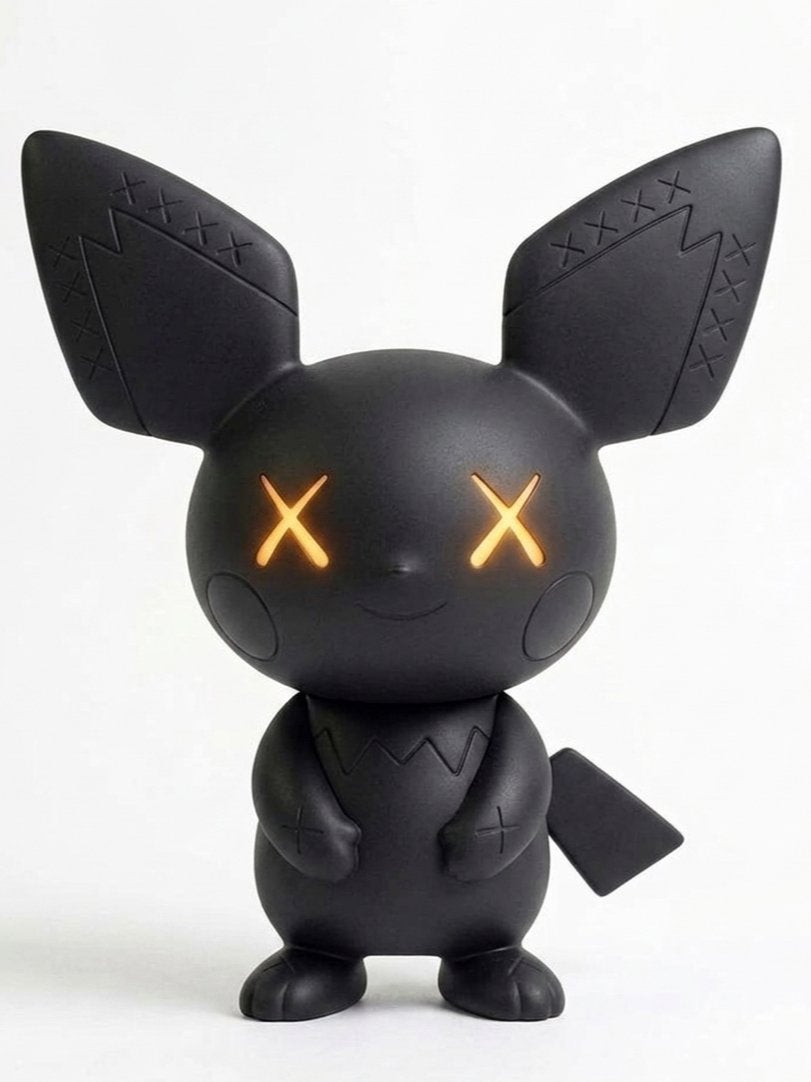 KAWS x Pichu Figuur - Zwart met lichtgevende ogen, Verzamelen, Poppetjes en Figuurtjes, Ophalen of Verzenden, Zo goed als nieuw