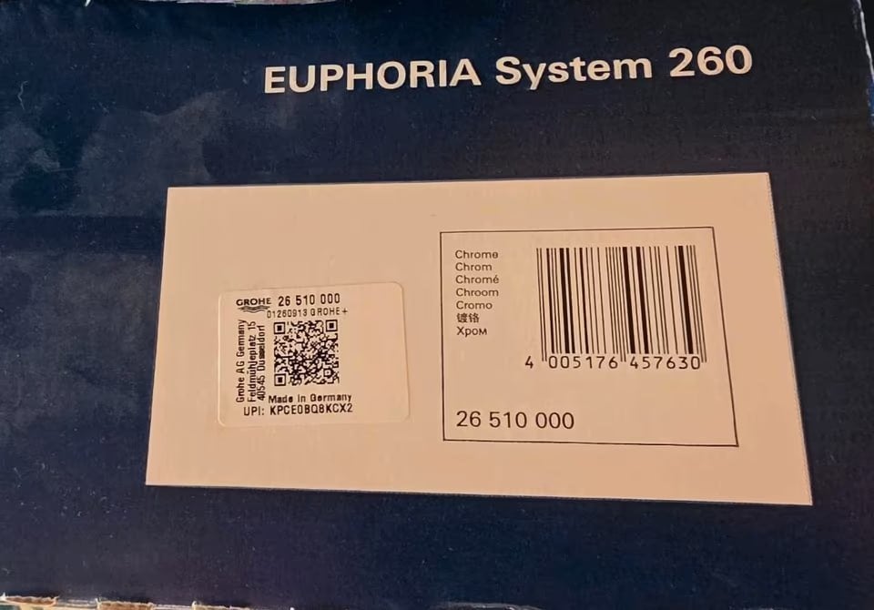 Grohe Euphoria System SmartControl 260 Douchesysteem, Ophalen of Verzenden, Nieuw, Chroom, Douche