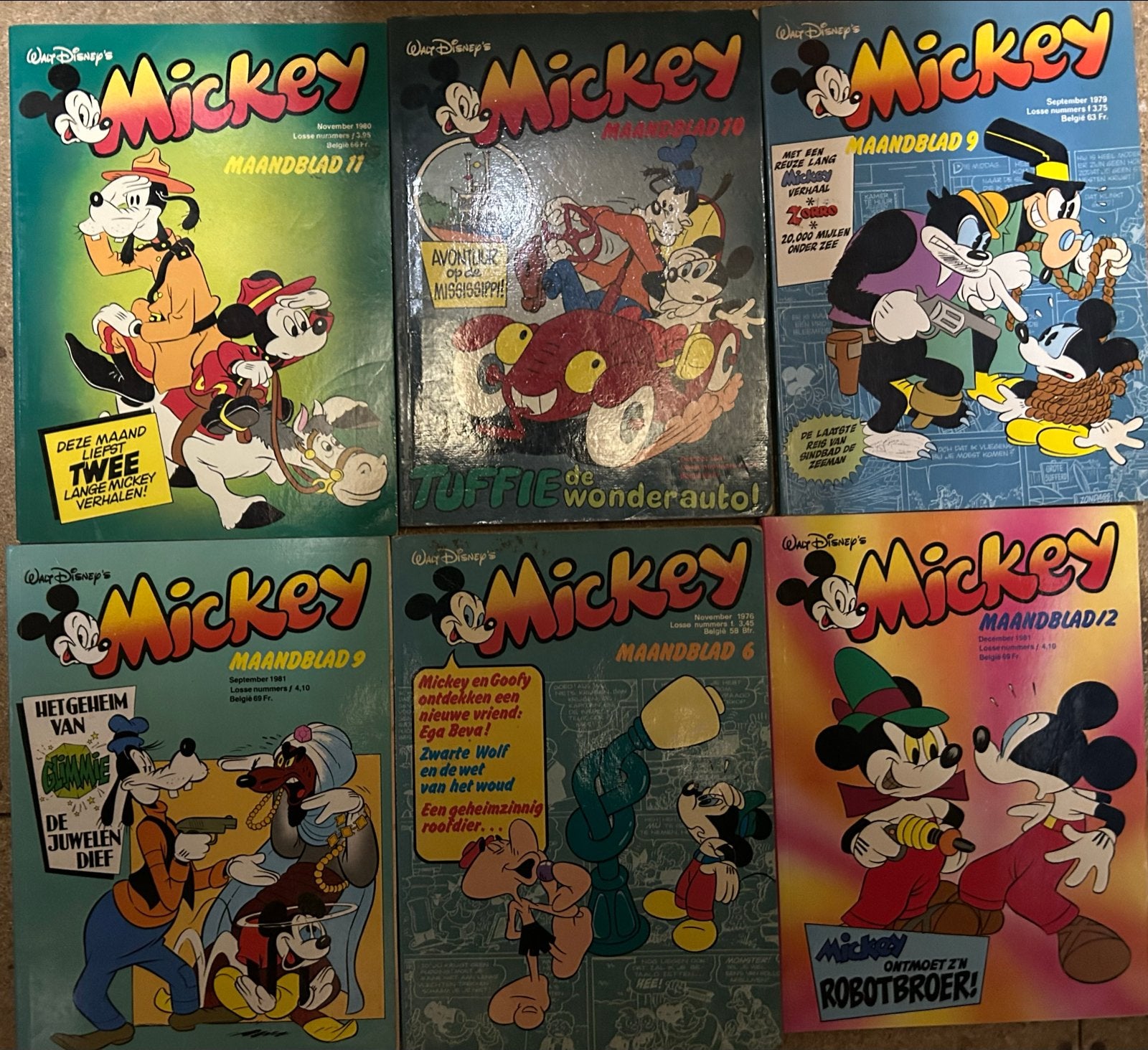 Mickey - Walt Disney Maandblad (6x, 1976-1980), Boeken, Meerdere stripboeken, Ophalen of Verzenden, Gelezen