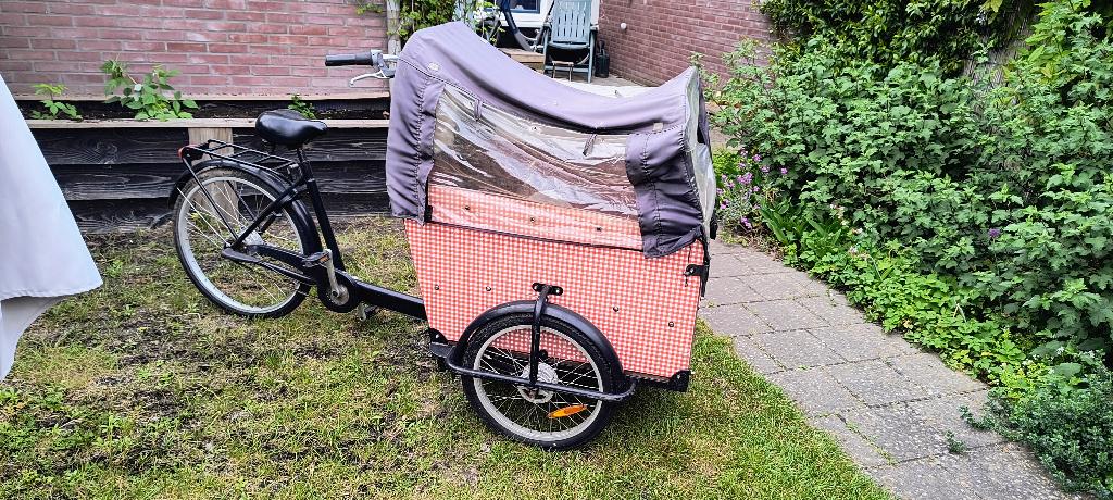Babboe Bakfiets, Terugtraprem, Gebruikt, Huif, 2 kinderen
