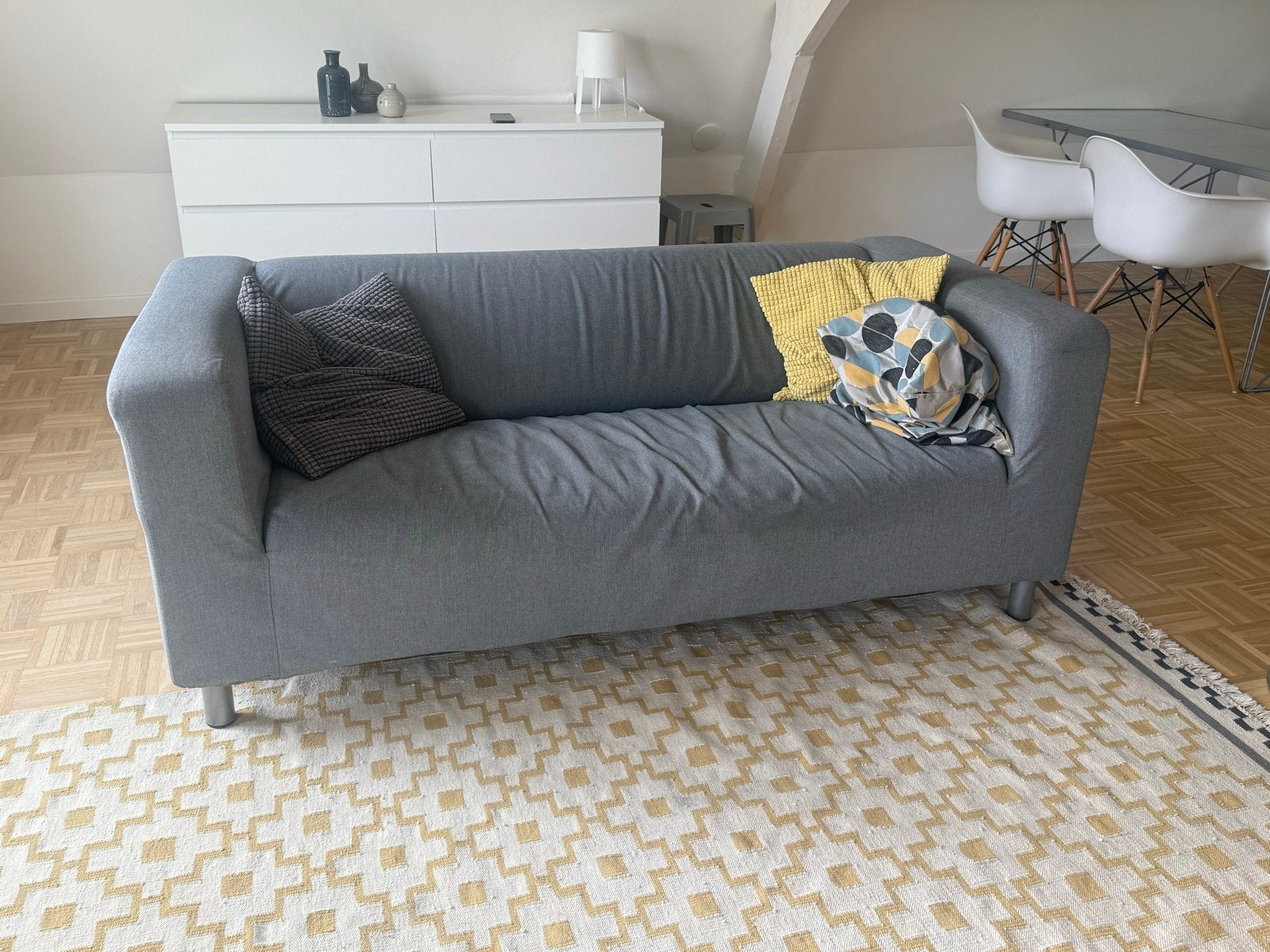 IKEA klippan grijze tweepersoonsbank, Ophalen, Gebruikt, 150 tot 200 cm, Tweepersoons